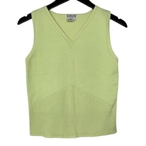 Georgiou Studio sleeveless Top Cotton Blend Spring Green Medium Tank Career